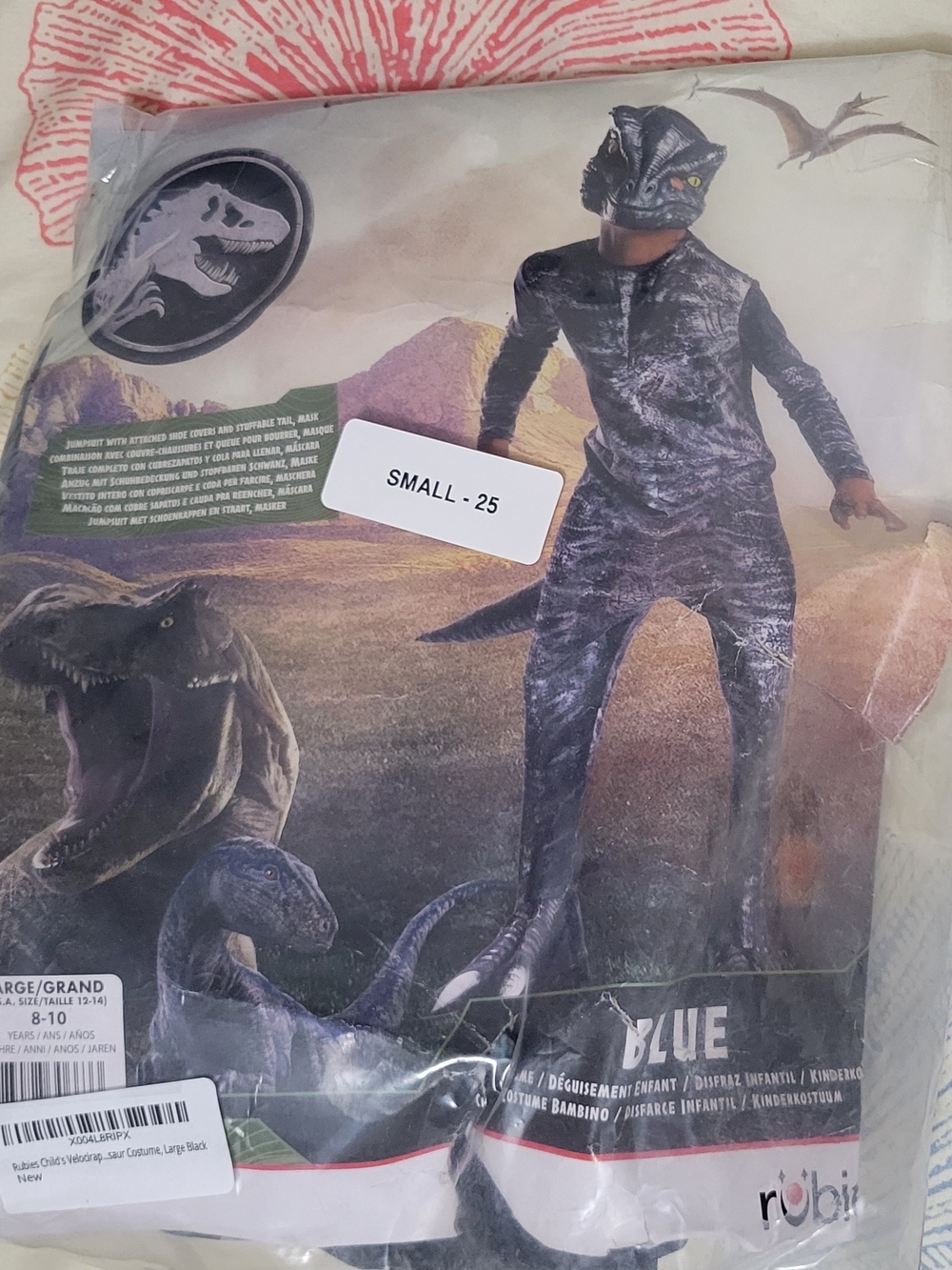 Rubie's Blue and Black Velociraptor Kids Costume Size 8-10